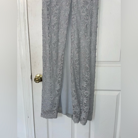Silverish-Grey Lace/Fishnet Side Split Skirt - Picture 3 of 10